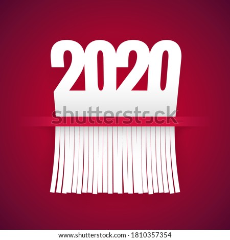 Document 2020 is cut into shredder on red background. Clipping paths included.