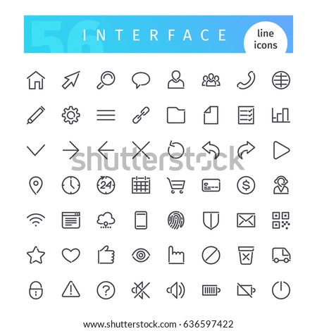 Set of 56 interface line icons suitable for web, infographics and apps. Isolated on white background. Clipping paths included.