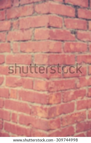 De focused/Blurred image of red brick wall. Retro effect.