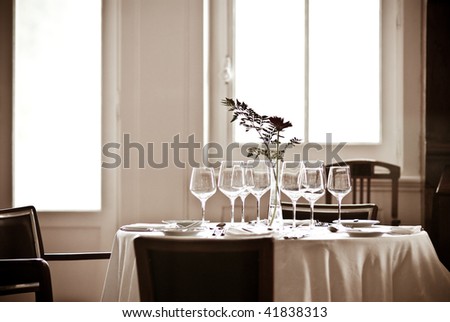 table set and window light