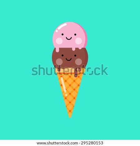 Cartoon ice cream. Vector illustration.