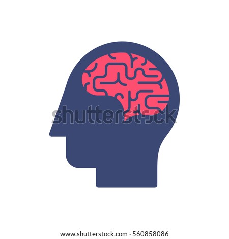 Human head and brain vector icon. Mind concept. 商業照片 © 