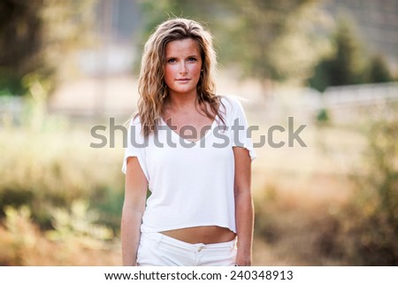 Beautiful Blonde Young Woman slight smile variation
