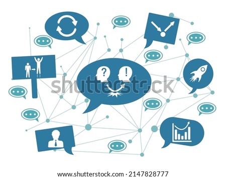 Concept of rebound with icons on speech bubbles Stock foto © 