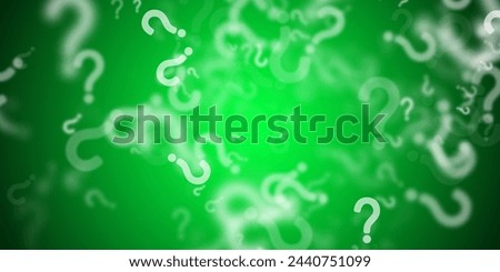 Similar – Image, Stock Photo Green question mark on blue background. Abstract 3d model, mock-up of interrogation point. Asking for important  information, solution, answer concept.