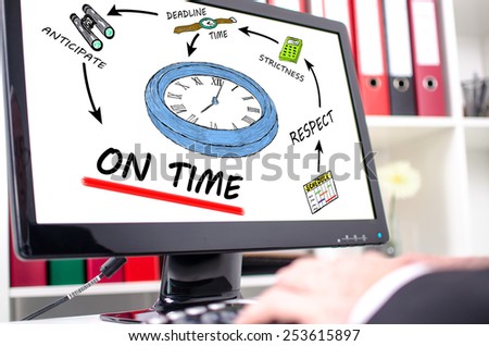 On time concept on a computer screen