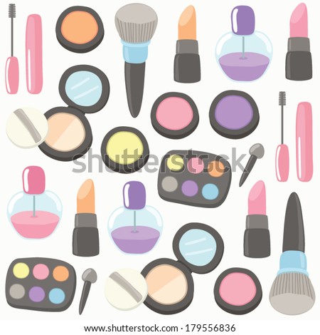Beauty Makeup set Seamless pattern