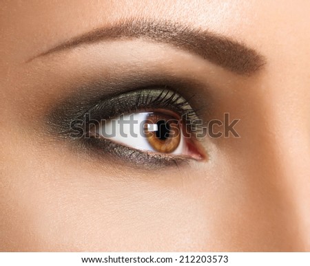 Glamour make up woman eye close up . High-end Retouch