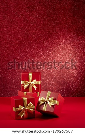 gift boxes collection on red