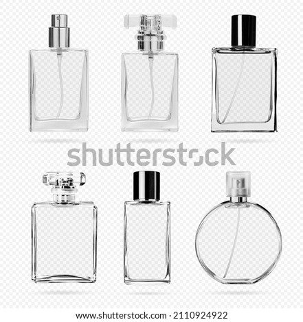 perfume bottle. glass bottle for perfume and perfumery .Vector illustration realistic 3d mockup.