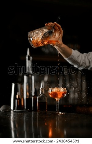 Similar – Image, Stock Photo Woman pouring cocktail in metal mug