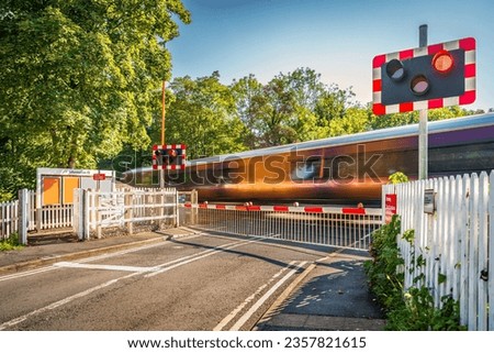 Similar – Image, Stock Photo Level crossing and stop sign in the snow at night