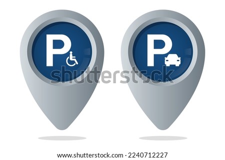 Parking And Disabled Parking Location Pins Gradient Vectorart