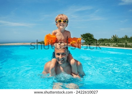 Image, Stock Photo Father playing with his little son at home