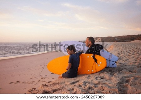 Similar – Image, Stock Photo Boy under surfboard Joy