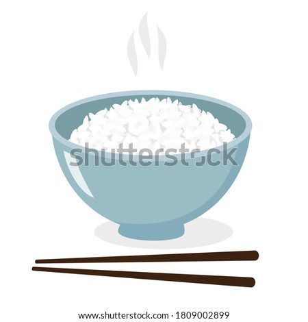 Rice bowl with chopsticks icon isolated on white background vector illustration.