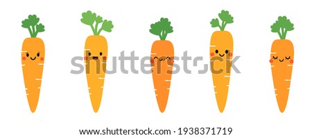 Carrot cartoons with cute face icons isolated on white background vector illustration. pretty cartoon character.