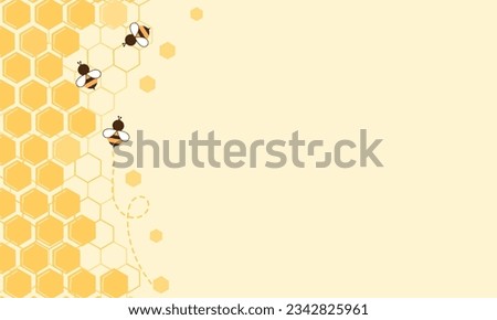 Beehive honey sign and bee cartoons on yellow background vector illustration.