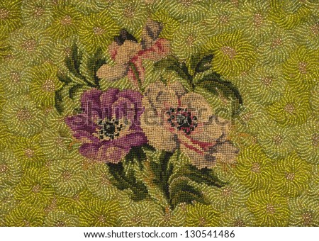 Antique flowers embroidery background