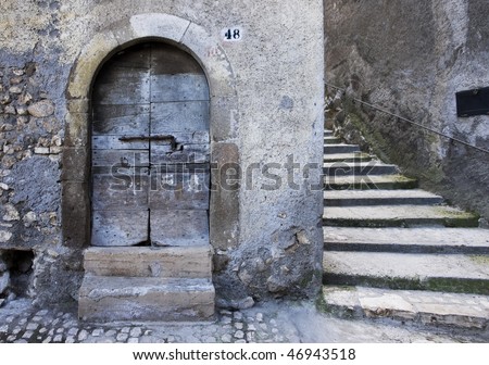 Old door and old steps in an old town