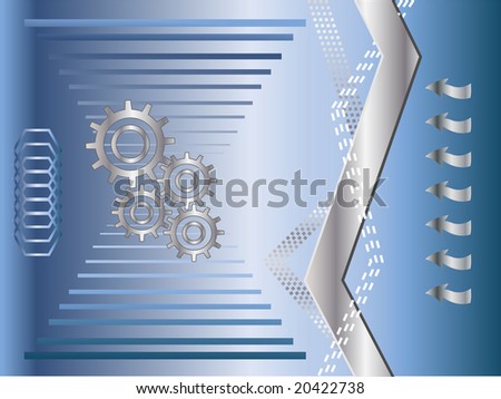 Four gears over blue background