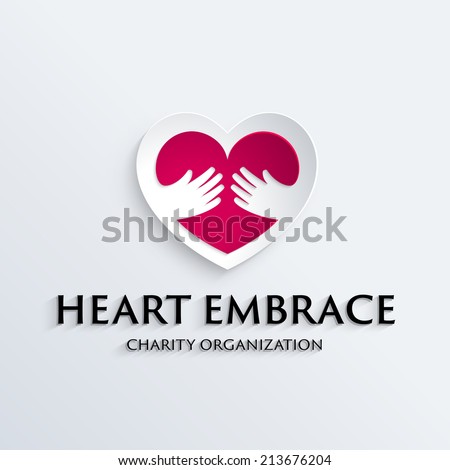 Heart in hands symbol, icon, logo template for Non profit Foundation