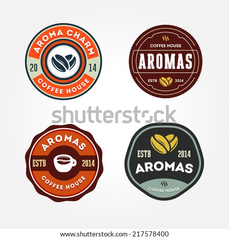 Set of retro coffee house badges, labels, logo design templates