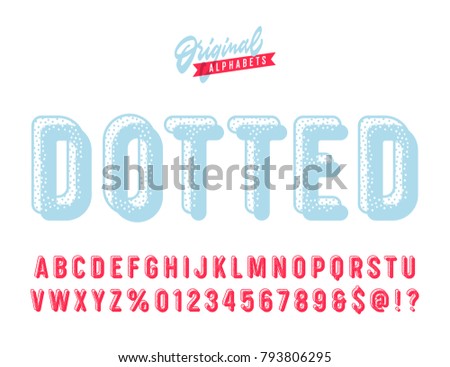 'Dotted' Vintage Sans Serif Rounded Textured Alphabet. Retro Typography. Vector Illustration.