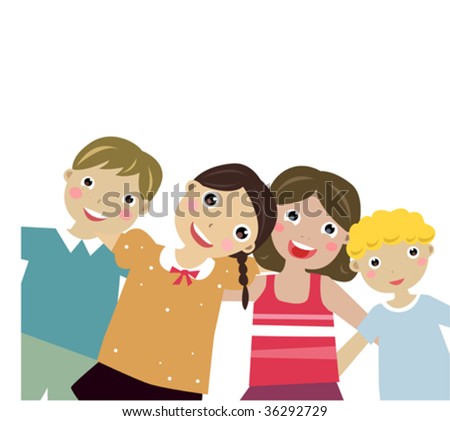 Four Kids ,Good Friend Stock Vector Illustration 36292729 : Shutterstock