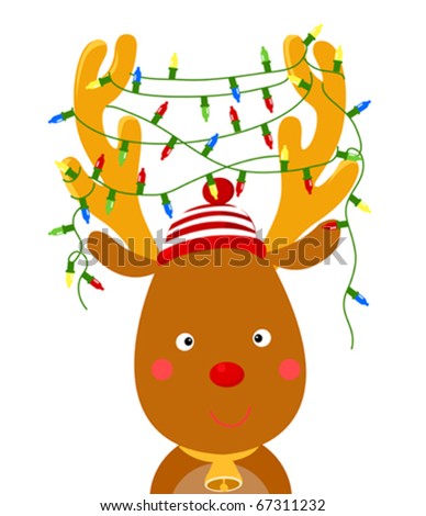 Cute Reindeer With Christmas Light Stock Vector Illustration 67311232 ...