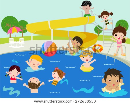 Cartoon children summer beach vector Free Vector / 4Vector