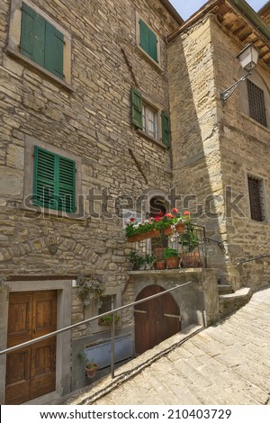 Is a typical italian street in the a small provincial town in Tuscany, Italy, Europe