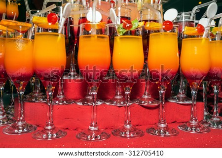 Non-alcoholic cocktails in one of the hotels in Egypt: Valentine\'s Day.