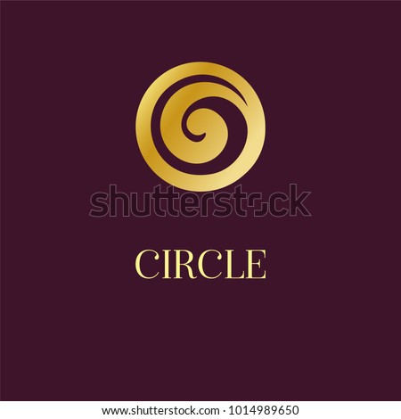 Abstract logo icon design. Elegant Golden Circle Spiral symbol. Template for creating unique luxury design, logo, artwork, exhibitions, auctions, corporate products, yoga studio, boutique, spa center