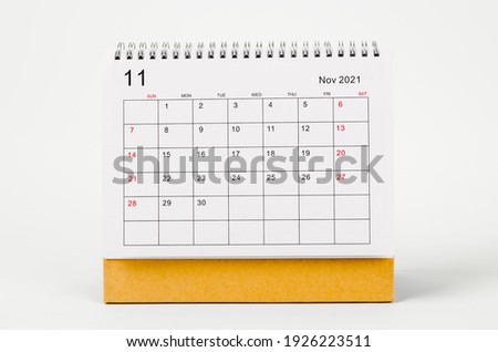 November Calendar 2021 on white background. Foto d'archivio © 