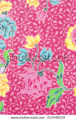 background beautiful batik, detail of pattern fabric of cloth
