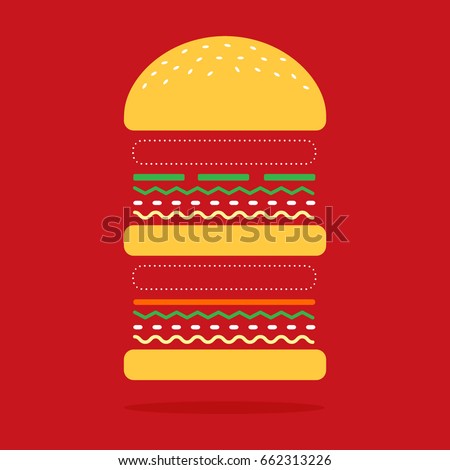 Veggie burger no meat on red background