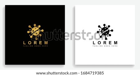 Gold virus bacteria cut half slice logo. Modern logo icon template vector design