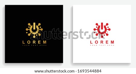 Gold virus bacteria turn off logo. Modern logo template vector design