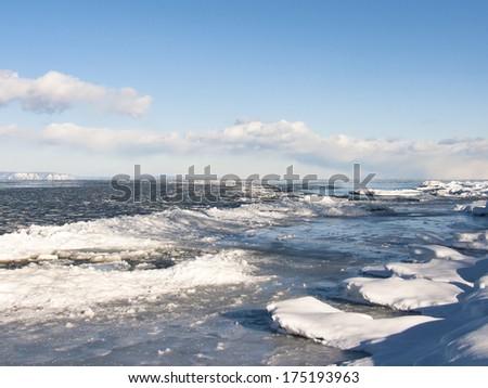 Lake Baikal in the beginning of winter