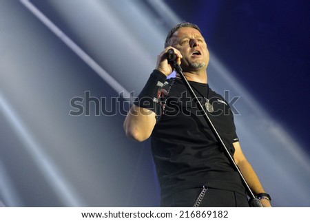 ZAGREB, CROATIA - NOVEMBER 16, 2013: Marko Perkovic Thompson, on a sold out concert in Dom Sportova concert hall.
