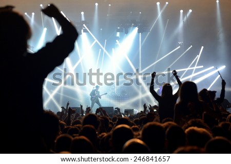 ZAGREB, CROATIA - 25 JUNE, 2013: Arctic Monkeys performing at InMusic Festival.
