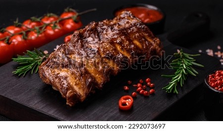 Similar – Image, Stock Photo grilled pork steak with potato salad