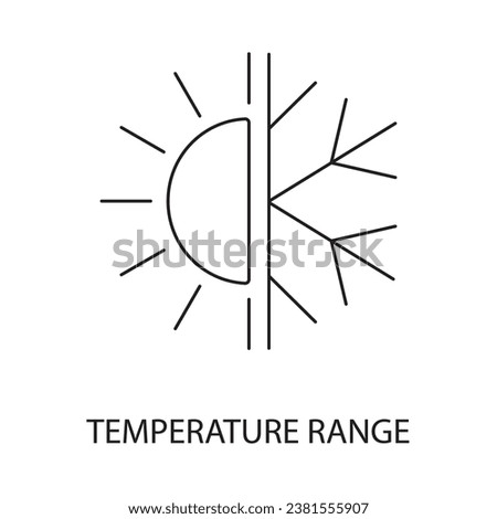 Temperature range line icon vector for food packaging, illustration of half sun and half snowflake