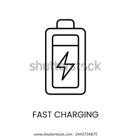 Fast charging vector line icon with editable stroke, for packaging