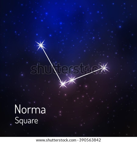 Norma (Square) constellation in the night starry sky. Vector illustration