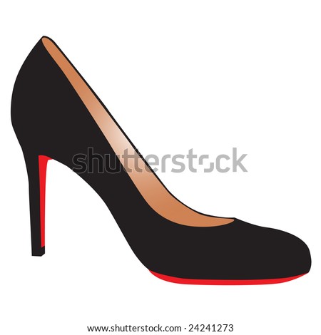 Sexy Black High-Heel Shoe With Red Sole Stock Vector Illustration ...