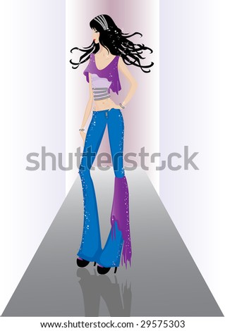 fashion model on catwalk - raster version of image 28694878