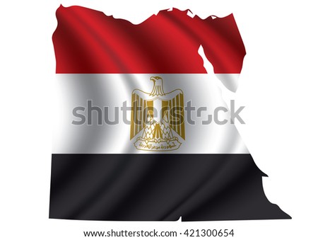 Vector of Egypt flag blowing in the wind in Egypt map shape