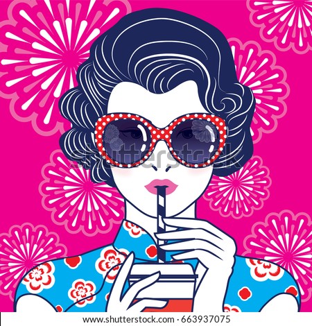 Similar – Image, Stock Photo Woman with glass kissing partner for joint selfie in park